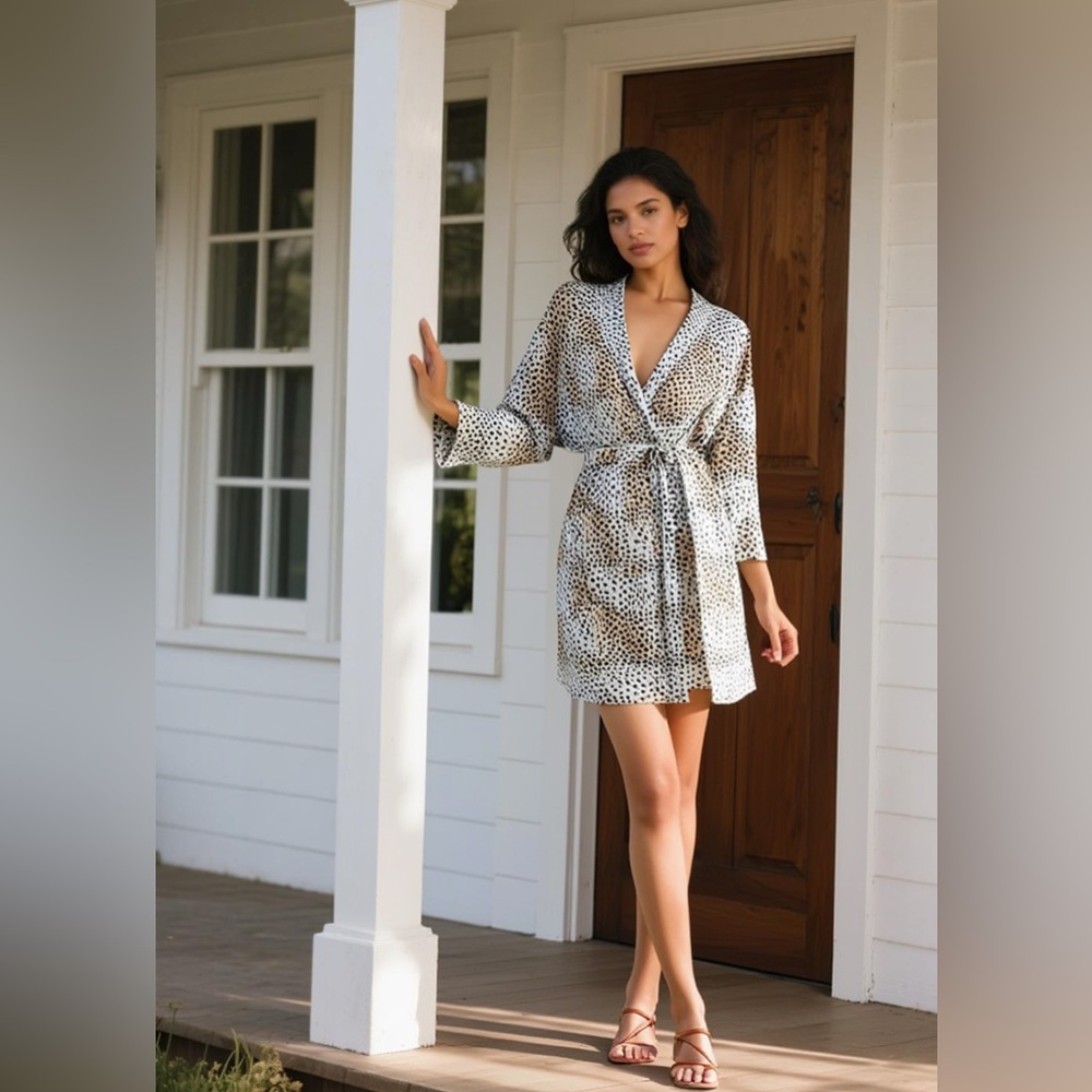 Betsey Johnson Animal Print Wrap Robe